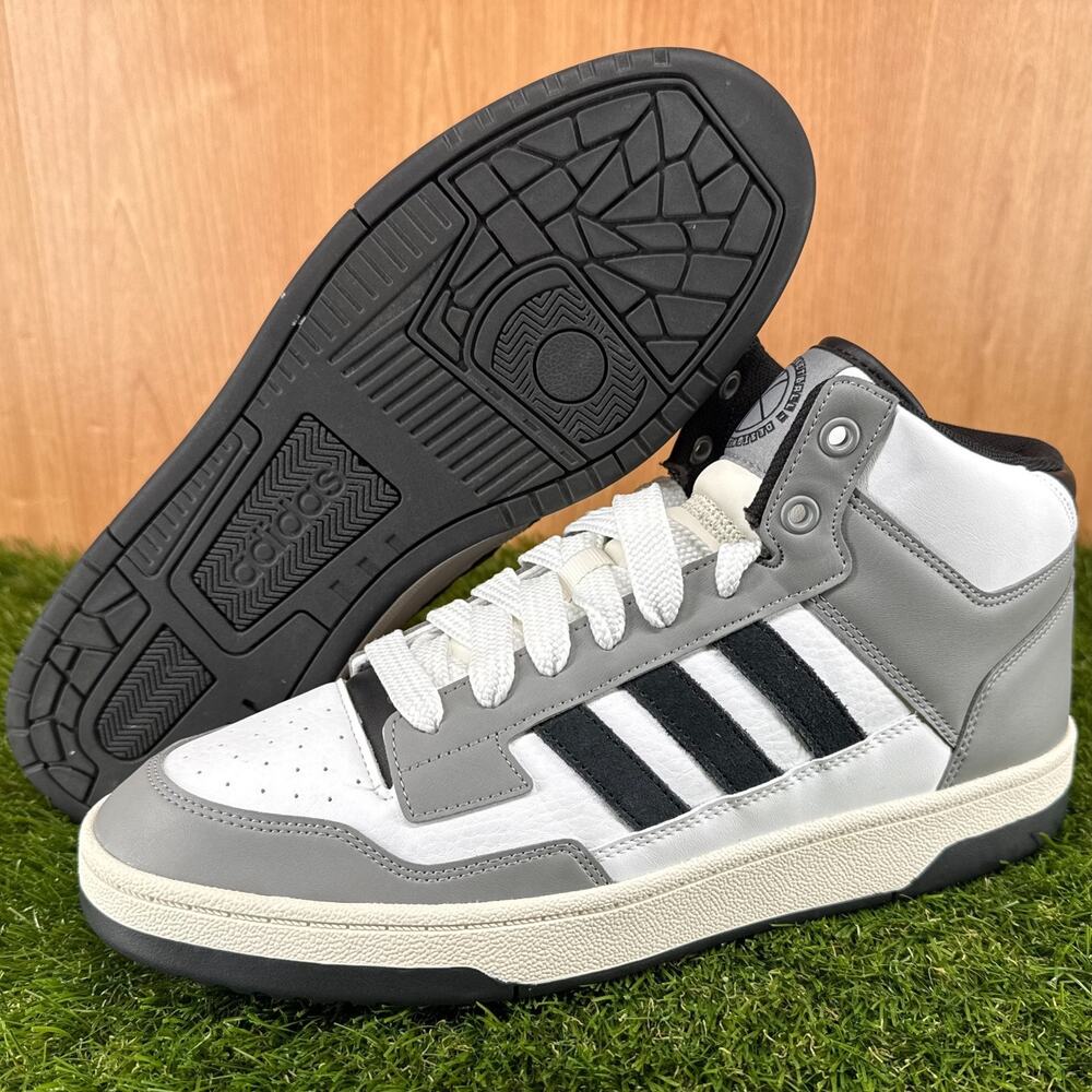adidas Rapid Court Mid Grey Black White Lifestyle Shoes JP5866 Men's Size 12